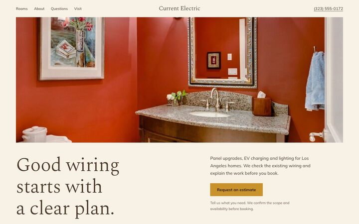 Warm Light look for a electrical services site