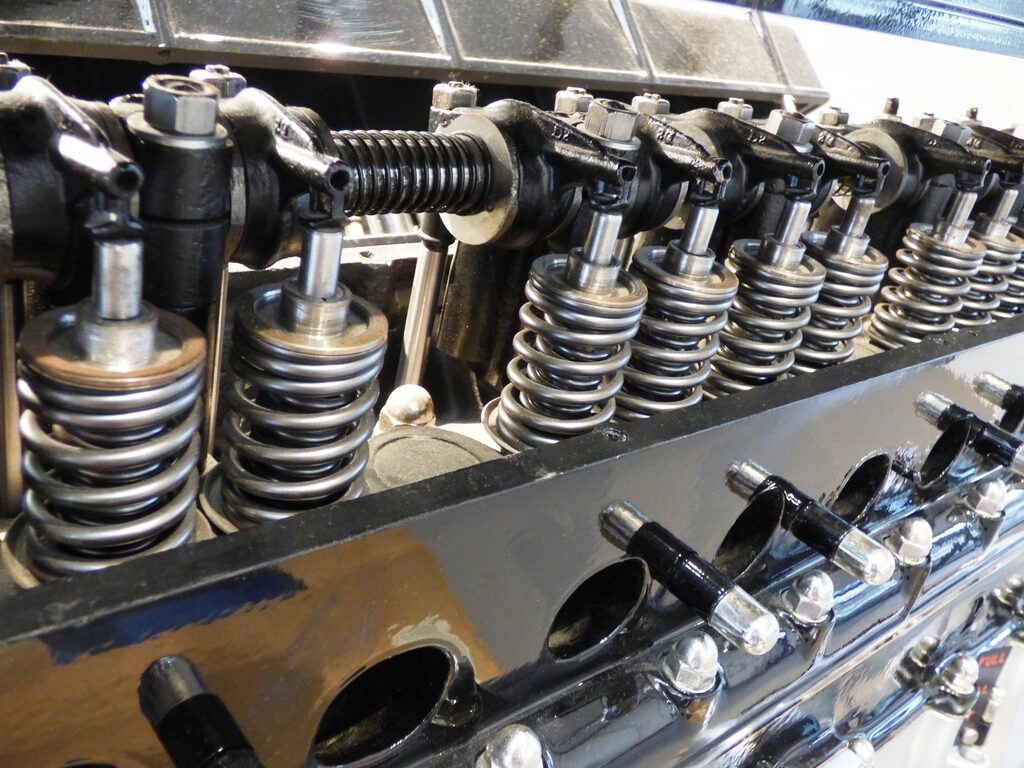 Close view of engine valve springs