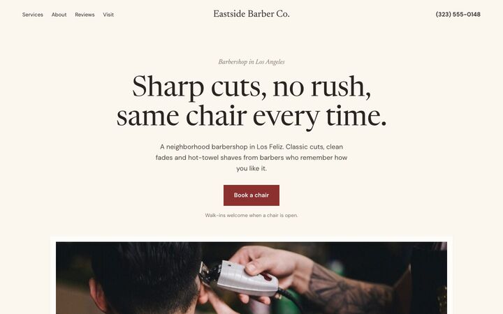 Hot Towel, a barbershop website