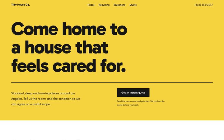 Lemon, a house cleaning website