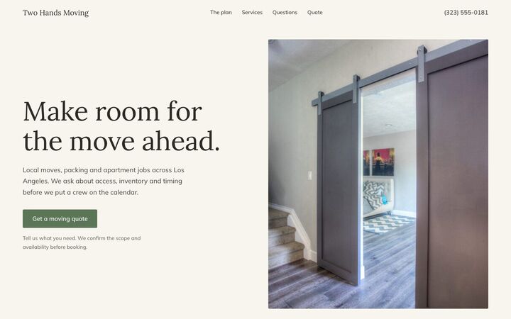 Calm Move, a moving services website