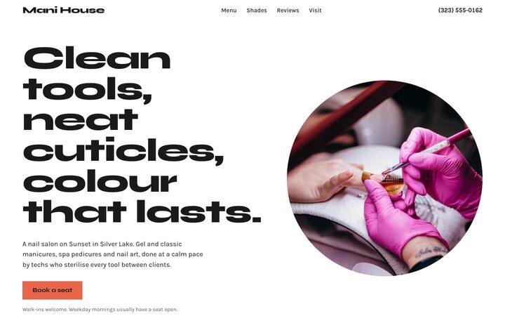 Coral Pop, a nail salon website
