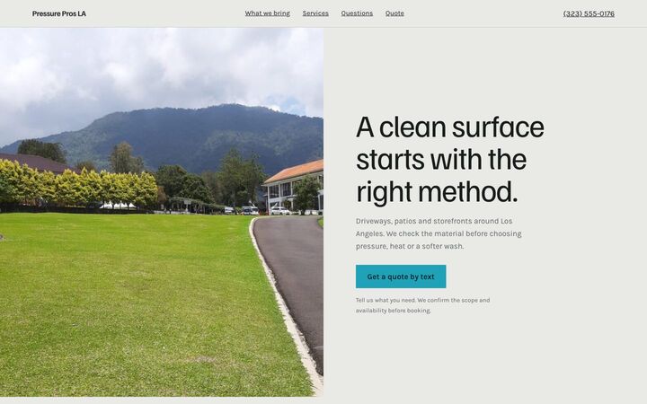 Fresh Concrete, a pressure washing website