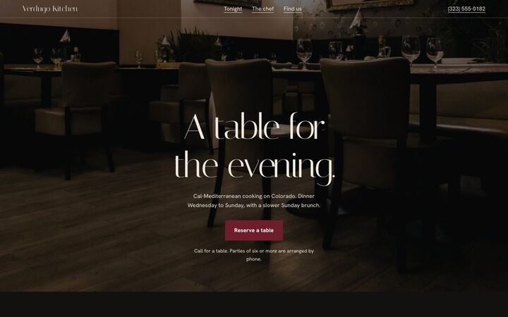 Dinner, a restaurant website