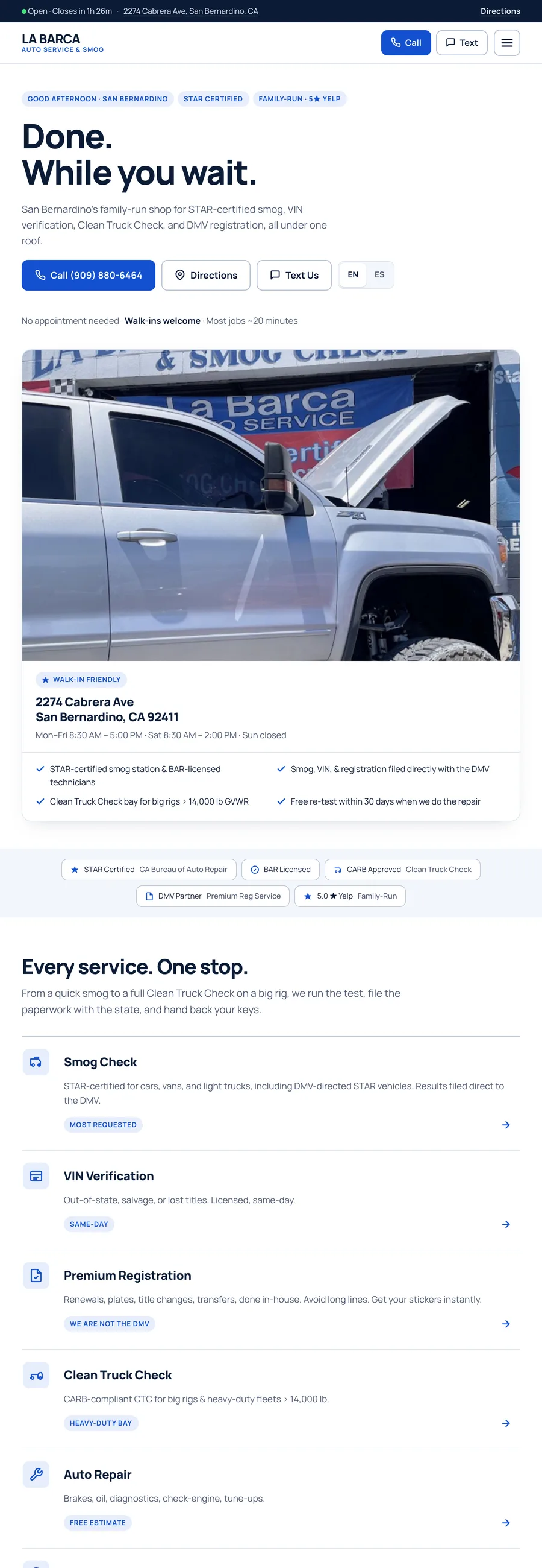 La Barca Auto website, full page