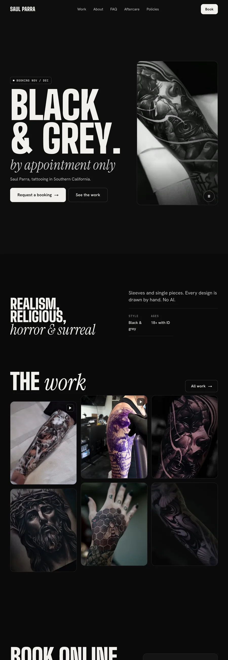 Saul Tatz website, full page