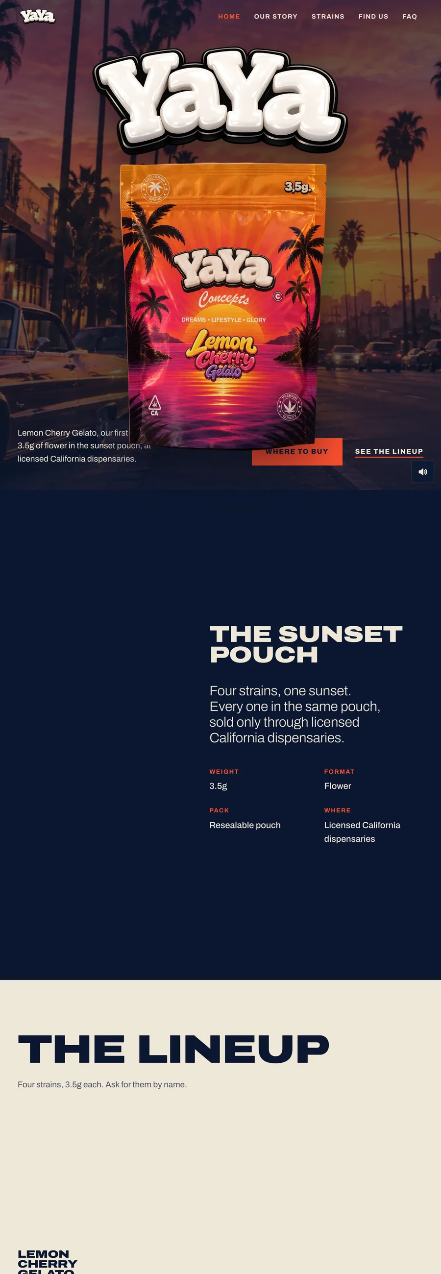 YaYa Concepts website, full page